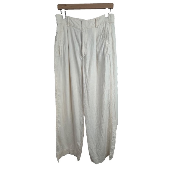 Everlane The Linen Way High Drape Pant in Natural Chambray 10 Wide Leg Beach - Picture 4 of 16